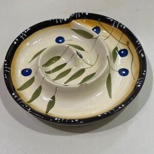 Giftco ~Hand-Painted Ceramic Olive Dish 🫒🕊️